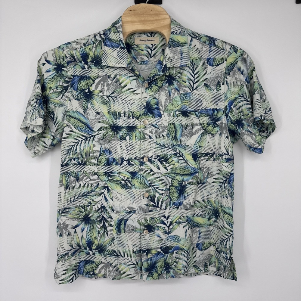 Tommy Bahama Silk Hawaiian Camp Floral Shirt AOP Resort Coastal Vacation Large